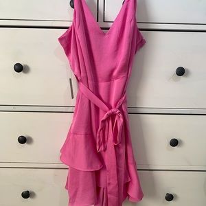 Express Pink Mini Romper Dress with Tie